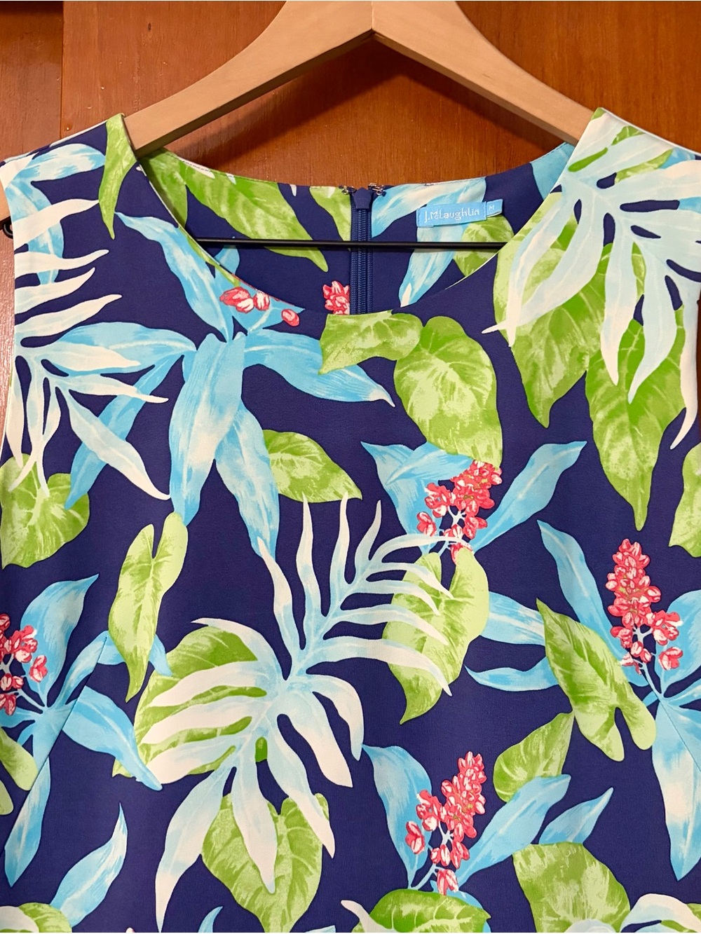 J. McLaughlin Sleeveless Dress Catalina Cloth Tropical Floral Palm Print Sheath - Picture 3 of 11